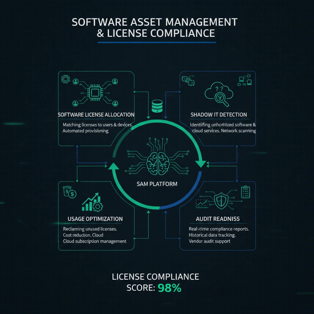 InvGate Software License Management and Compliance Diagram