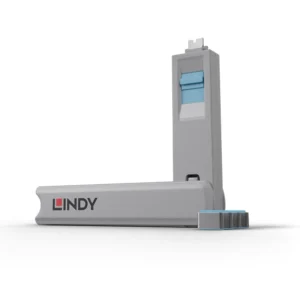 Lindy USB-C Port Blocker Kit, Blue (1x Key, 4x Locks)