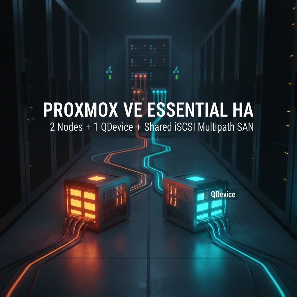 Proxmox VE Essential Solution: สถาปัตยกรรม 2-Node HA Cluster พร้อม QDevice และ Shared iSCSI Multipath SAN